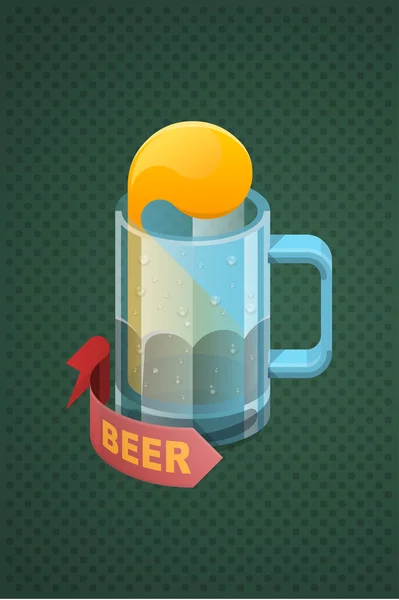 Tasse à bière avec ruban — Image vectorielle
