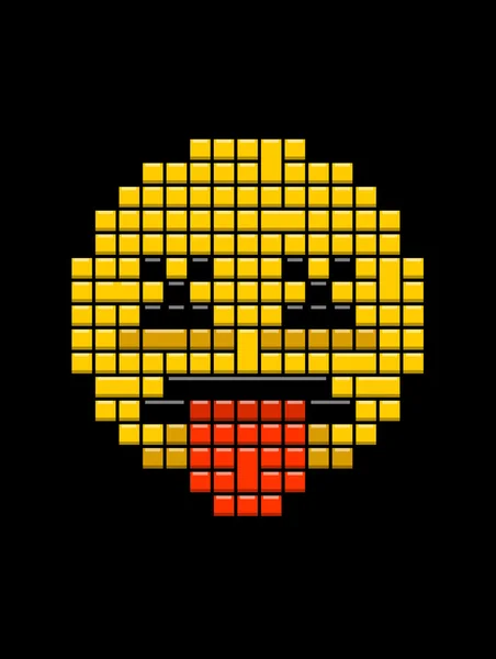 Pixel giallo smiley — Vettoriale Stock