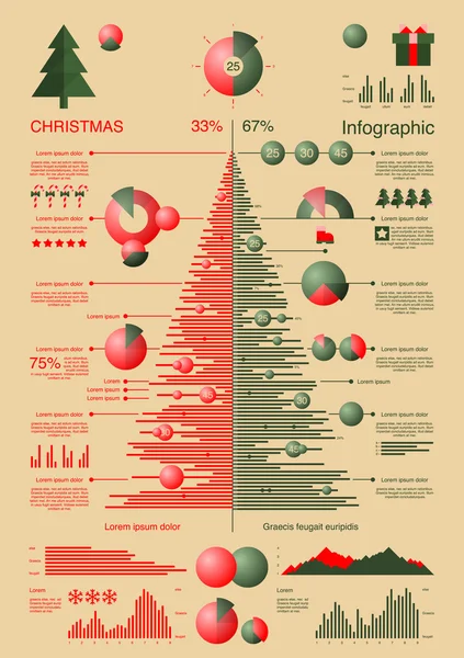 クリスマス ツリーのインフォ グラフィック — ストックベクタ