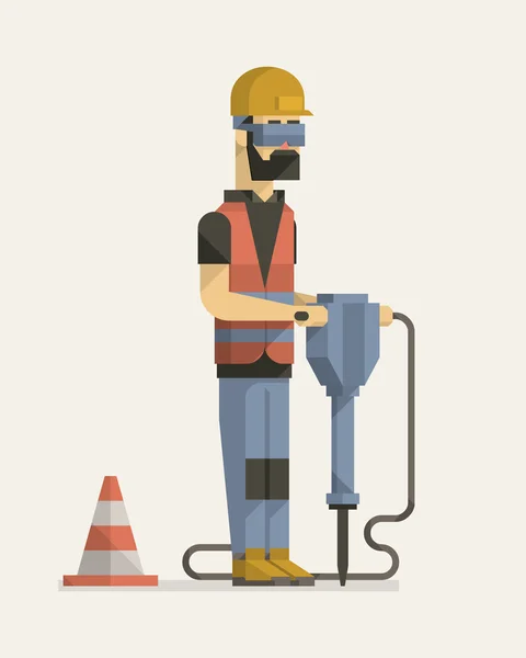 Construction worker in hardhat — Stock Vector