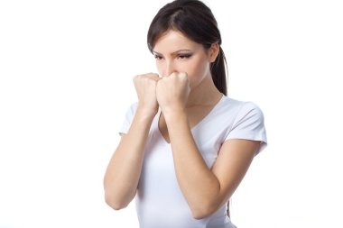 Genç kadın kendini savunma pratik