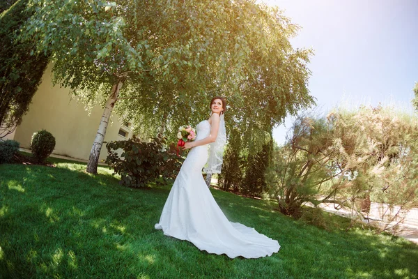 Schöne Braut in der Natur — Stockfoto