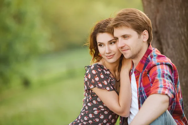 Loving couple on a meadow Stock Photo