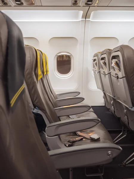 Empty Airplane, Seats With No People on Board — Stock Photo, Image