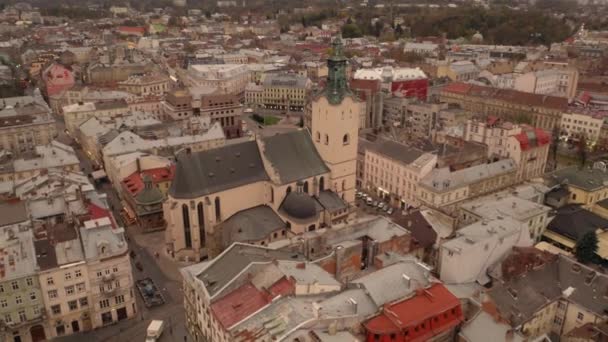 Aerial Panorama View of European City Lviv, Ukraine — 비디오