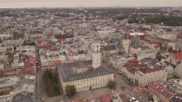 Vista Panorama Aéreo da Cidade Europeia Lviv, Ucrânia — Vídeo de Stock