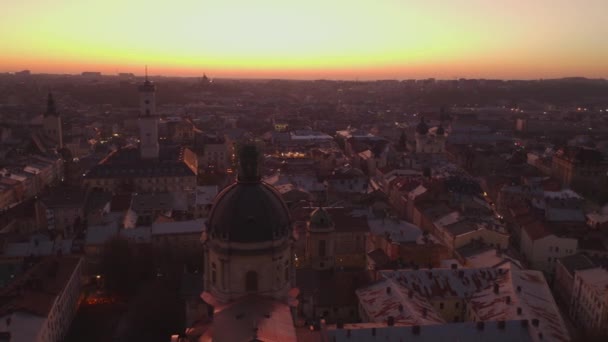 Vista Panorama Aéreo da Cidade Europeia Lviv, Ucrânia — Vídeo de Stock