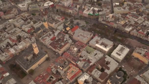 Vista Panorama Aéreo da Cidade Europeia Lviv, Ucrânia — Vídeo de Stock