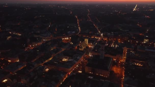 Vista panorámica aérea de la ciudad europea de Lviv, Ucrania — Vídeo de stock