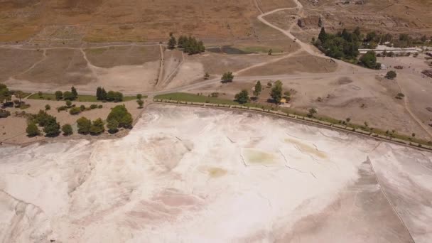 Flygfoto över Pamukkale Travertines, Turkiet — Stockvideo