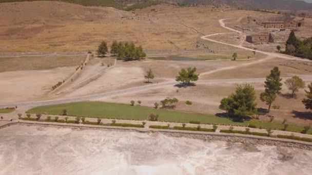 Flygfoto över Pamukkale Travertines, Turkiet — Stockvideo