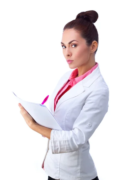 Confident, serious doctor holding chart. — Stock Photo, Image