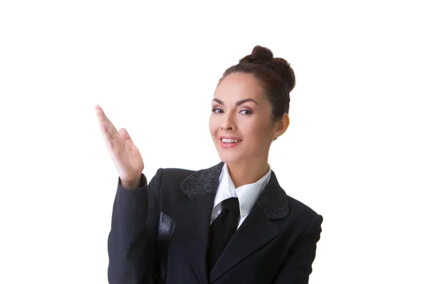 Selbstbewusste Geschäftsfrau auf weißem Hintergrund — Stockfoto
