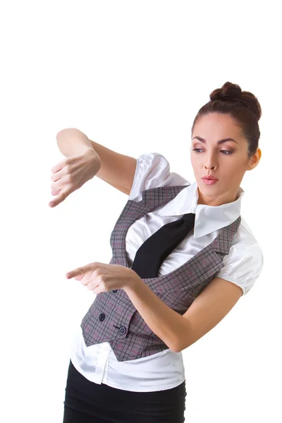 Selbstbewusste Geschäftsfrau auf weißem Hintergrund — Stockfoto