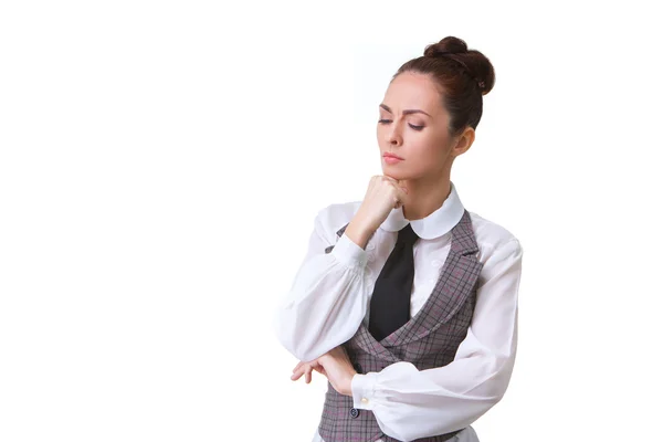 Confident thinking Businesswoman Isolated on White Background Stock Image