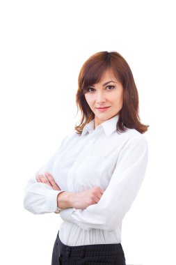 beyaz zemin üzerinde emin iş kadını