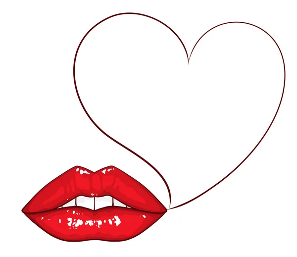 Lèvres sexy avec bulle en forme de coeur — Image vectorielle