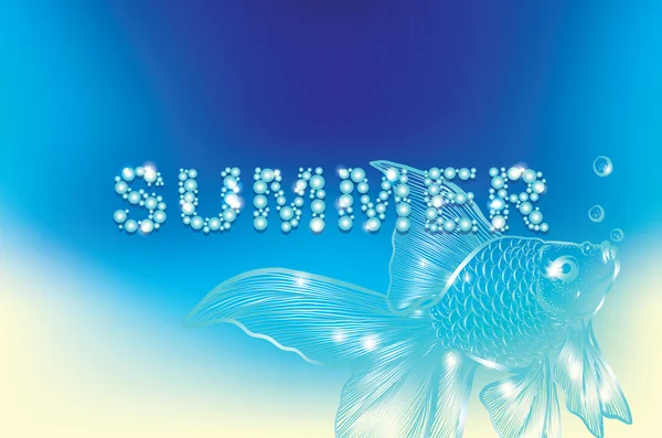 Καλοκαίρι φόντο με ψάρια σιλουέτα — Διανυσματικό Αρχείο