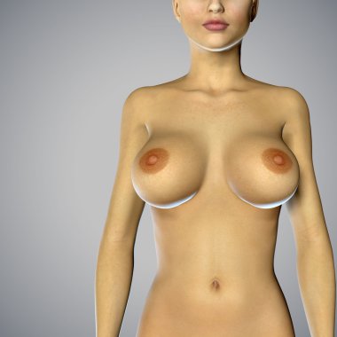 Koca memeli bir kadınla 3D render