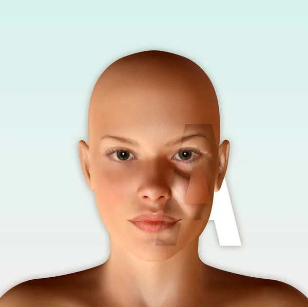 3D ilustracja sam młodych i starych pomarszczoną twarz — Zdjęcie stockowe