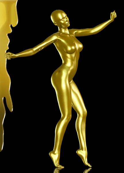 3D-gerenderde afbeelding van gouden vrouw — Stockfoto