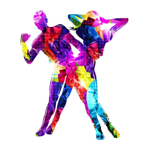 Colorful abstract couple silhouette dancing — Stock Photo, Image