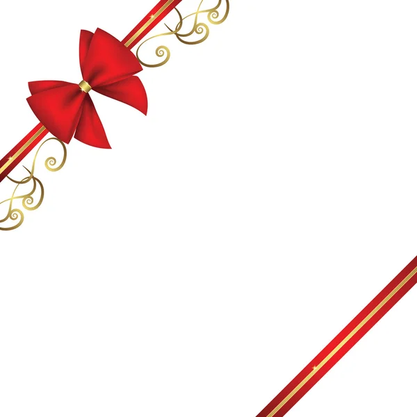 Rött band och rosett bakgrund med ornament — Stock vektor