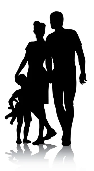 Silhouette familiale marche — Image vectorielle