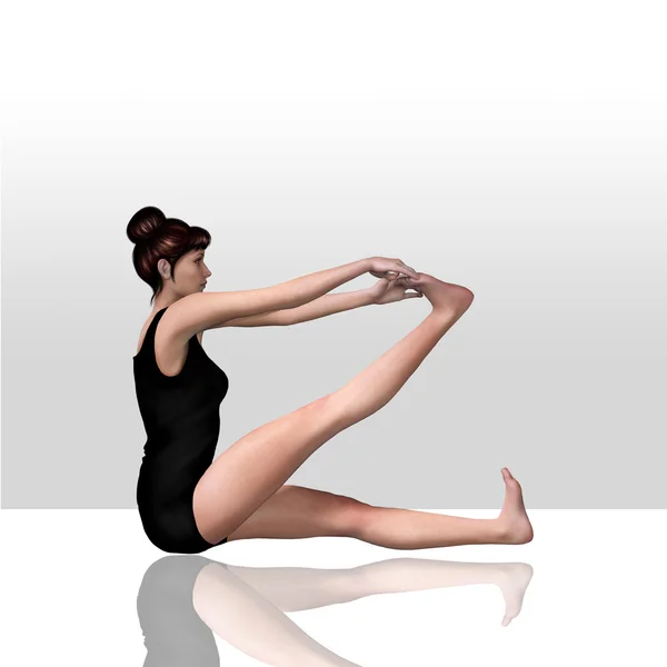 Rendering 3d di una femmina che fa yoga — Foto Stock