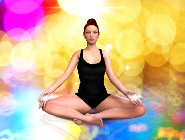 Representación 3d de una mujer haciendo yoga — Foto de Stock