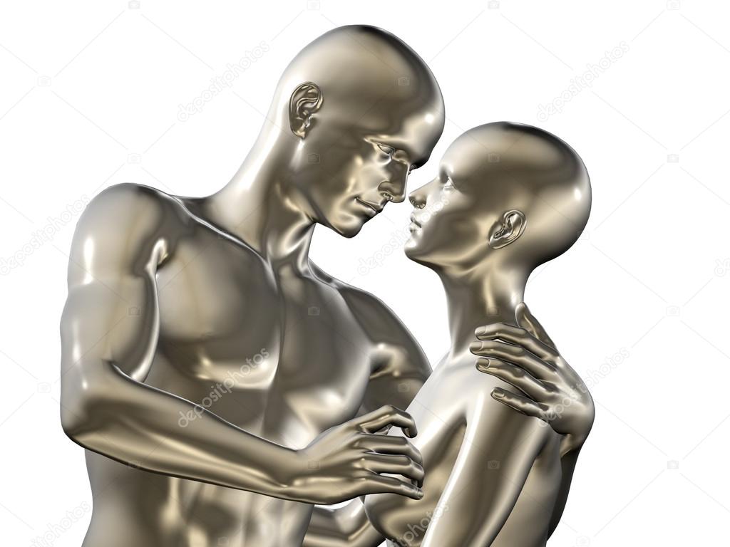 Rendered illustration of couple in love