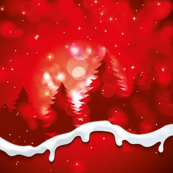 Christmas background with snow and trees — Stock Vector