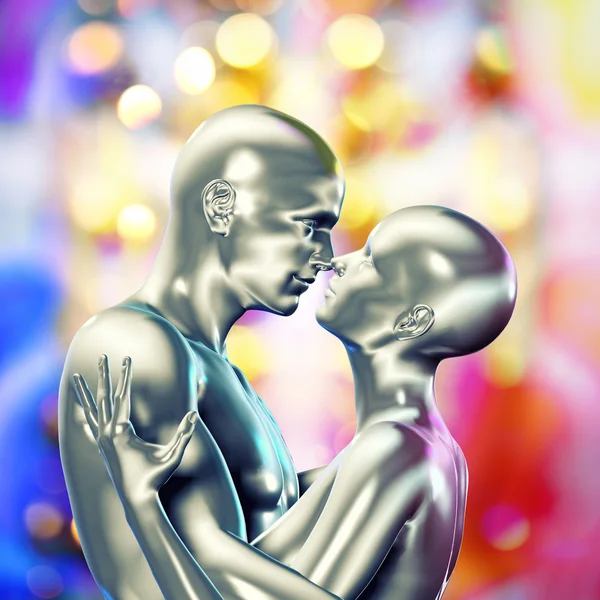 Valentines fond de journée avec 3d cyber couple — Photo