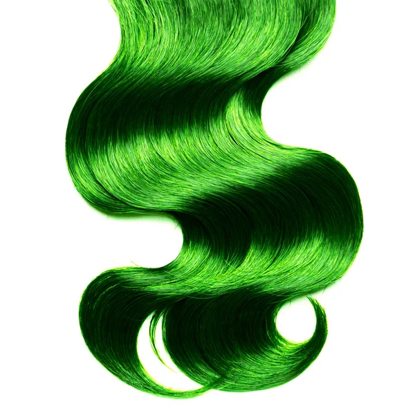 Göndör zöld haja felett fehér — Stock Fotó