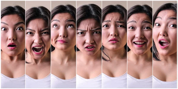 Vrouw met verschillende uitdrukkingen — Stockfoto