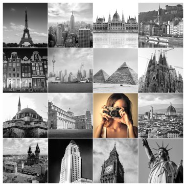 Collage of different cities clipart