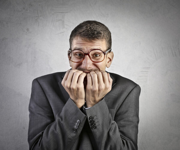 Portrait of a nervous businessman
