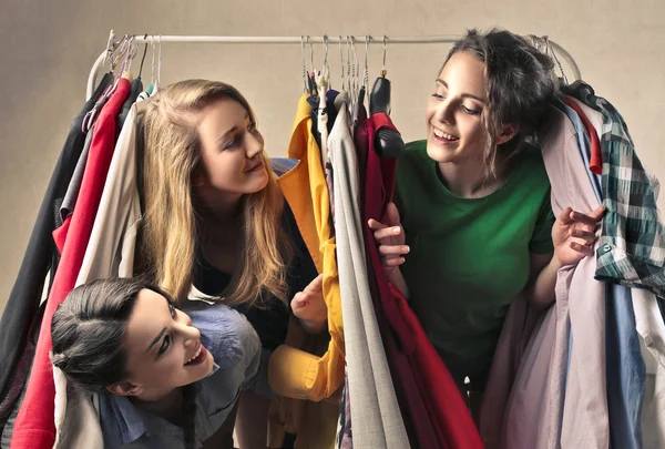 Friends playing with clothes — Stock Photo, Image