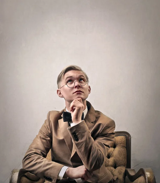 Blonde man thinking — Stock Photo, Image