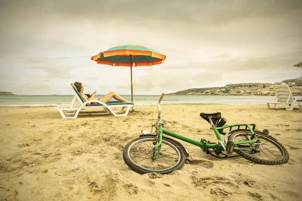 沙滩自行车 — 图库照片