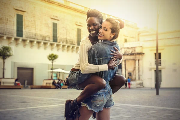 Two friends hugging each other — Stock Photo, Image