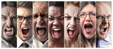 Angry people screaming clipart