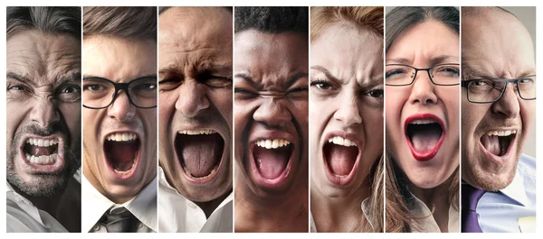 Angry people screaming — Stock Photo, Image