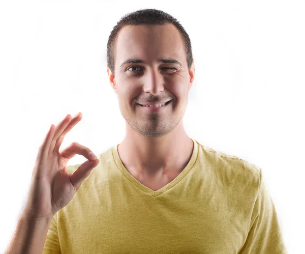 Ok işareti yapan erkek — Stok fotoğraf