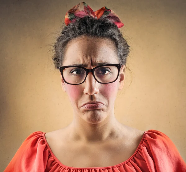 Ihr trauriges Gesicht — Stockfoto