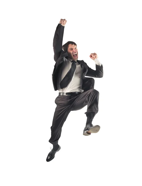 Happy manager jumping — Stock Photo, Image
