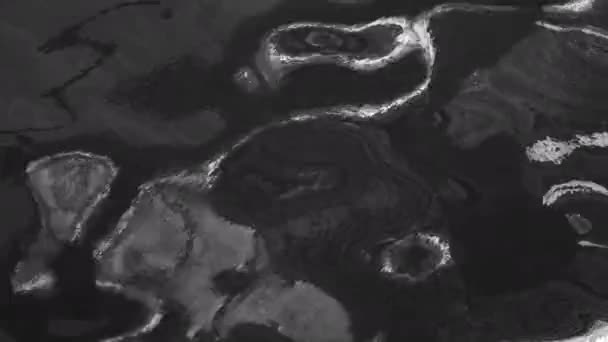 Абстрактна Гладка Рідина Чорно Біла Монохромна Сіра Вода Відображає Фонові — стокове відео