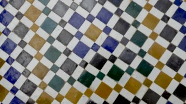 Geleneksel Fas fayans zemini. Soyut geometrik tasarım arka plan görüntüleri. Döndürme.