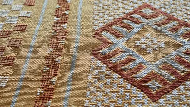 Handmade Traditional Moroccan Cactus Silk Sabra Silk Rug Carpet Closeup — Stock Video