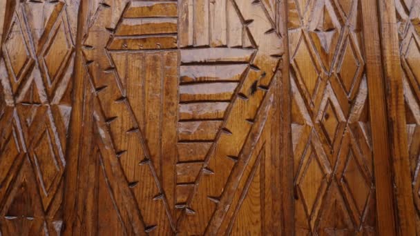 Closeup Moroccan Wooden Door Detail Traditional Wood Carvings Moroccan Islamic — 비디오